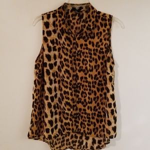 Cheetah print button down top
